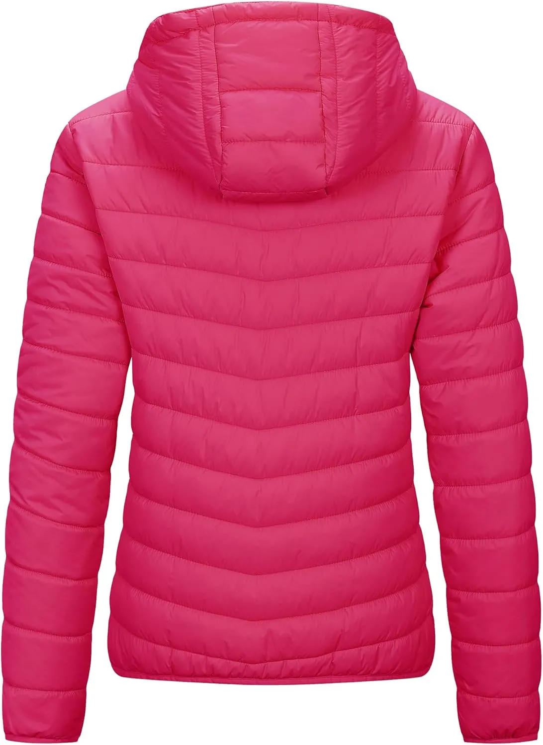 Outdoor Ventures Women's Packable Lightweight Full-Zip Puffer Jacket with Hood Quilted Winter Coat