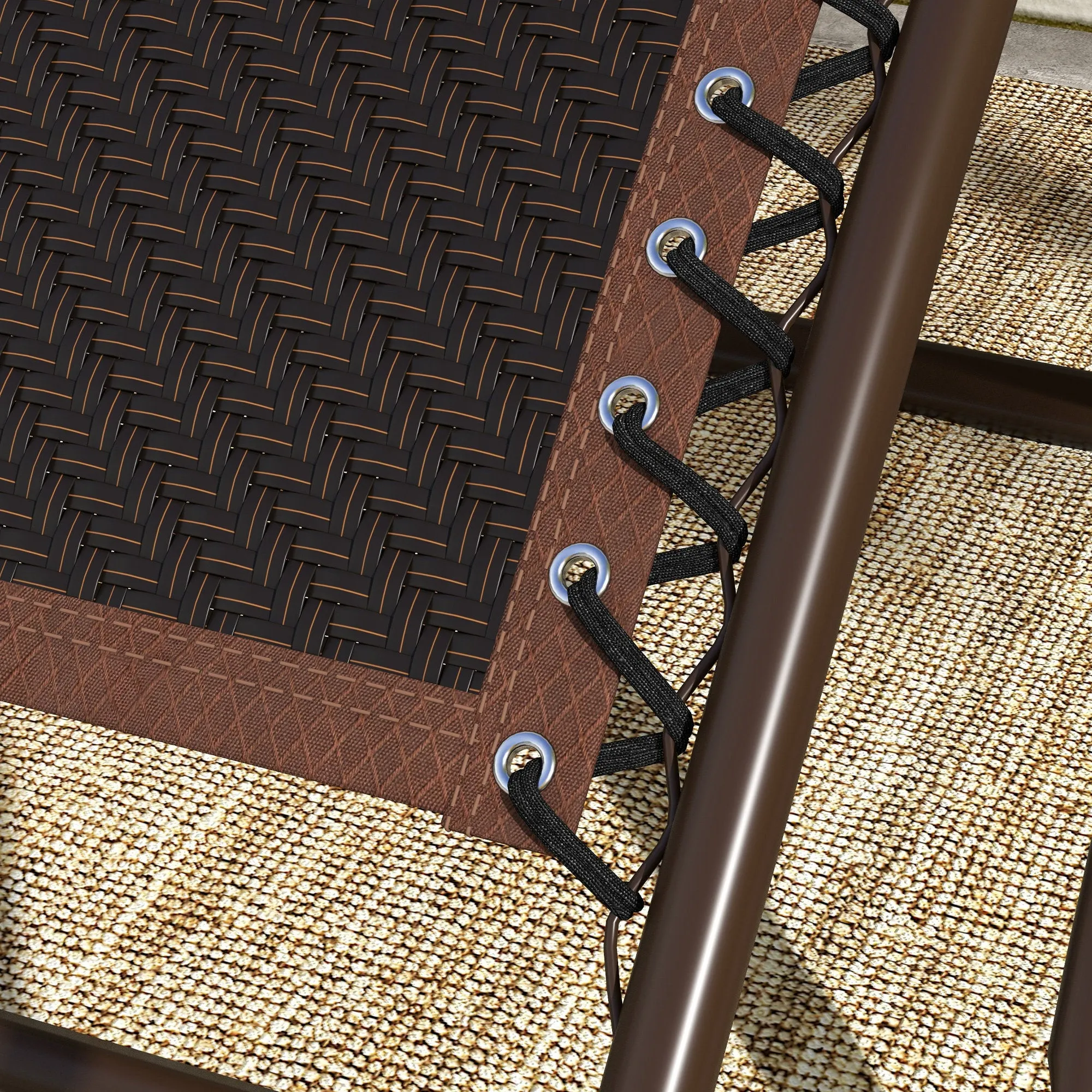 Outdoor Zero Gravity Chair, Folding PE Rarran Reclining Patio Lounge Chair with Recline Back, Headrest, Footrest, for Poolside, Garden, Brown