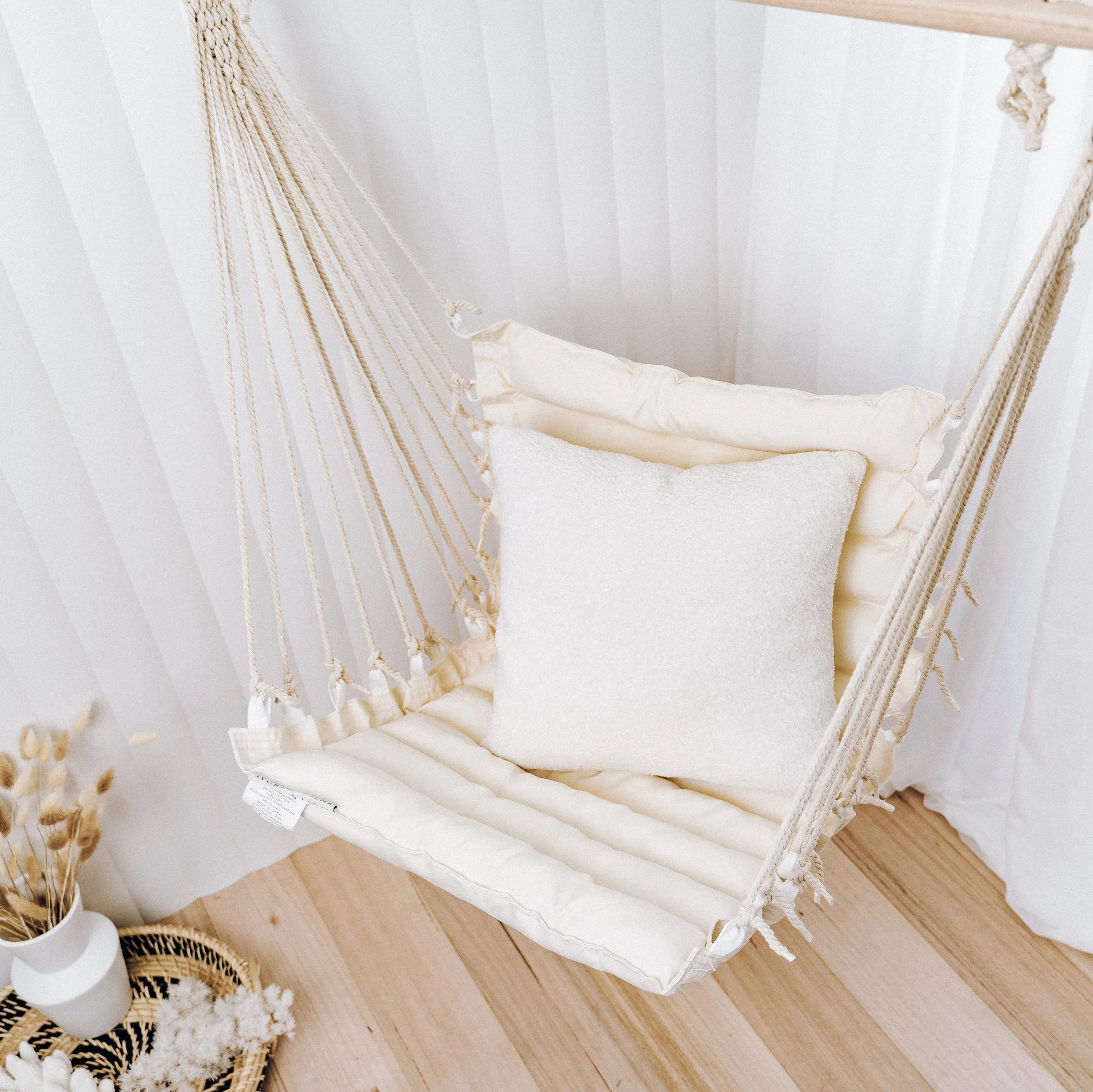 Padded Hanging Hammock Chair - Cream