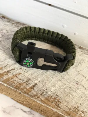 Paracord Survival Bracelet - Green