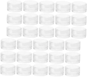 PartyKindom 55pcs Refillable Cosmetic Jars for Travel Storage Empty Face Cream Containers with Transparent Lids for Samples Lip Balm and Creams
