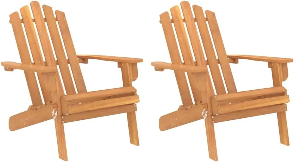 Patio Adirondack Chairs 2 pcs Solid Wood Acacia Outdoor Folding Lounge Chairs for Patio, Garden, Lawn, or Terrace, Comfortable & Durable Foldable Chairs for Relaxing Outdoors