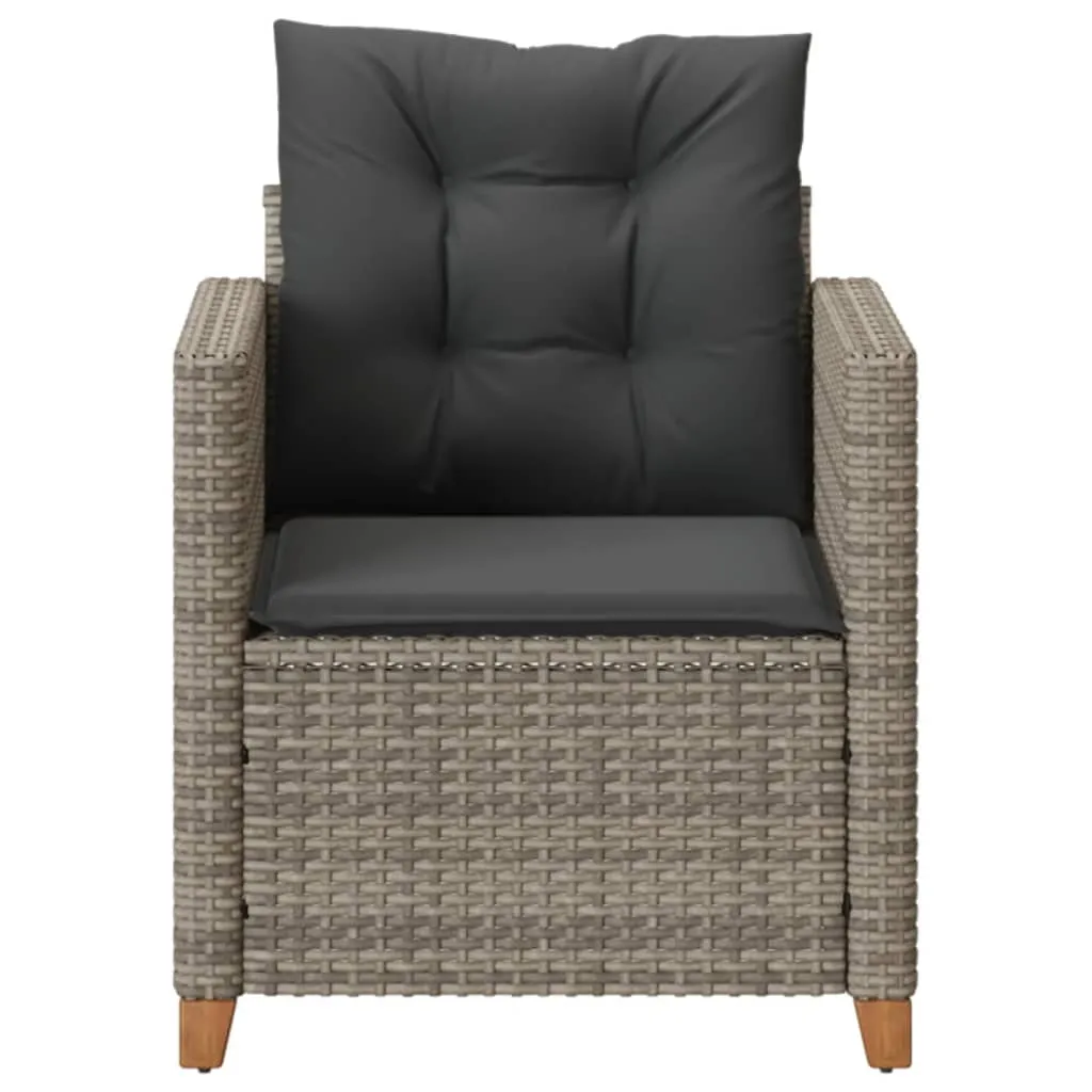 Patio Chair with Cushions Gray Poly Rattan