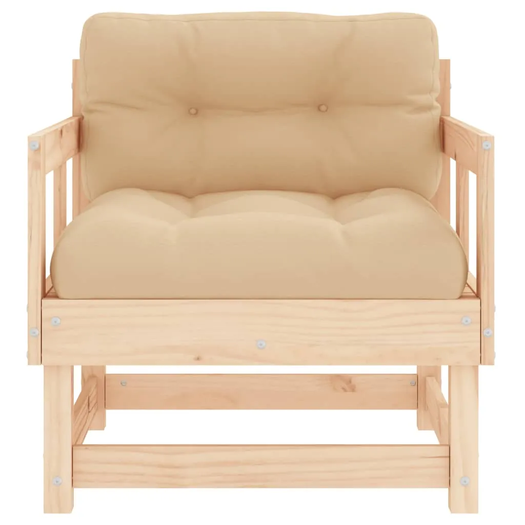 Patio Chairs with Cushions 2 pcs Solid Wood Pine