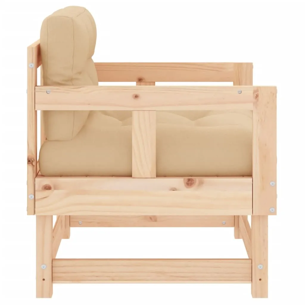 Patio Chairs with Cushions 2 pcs Solid Wood Pine