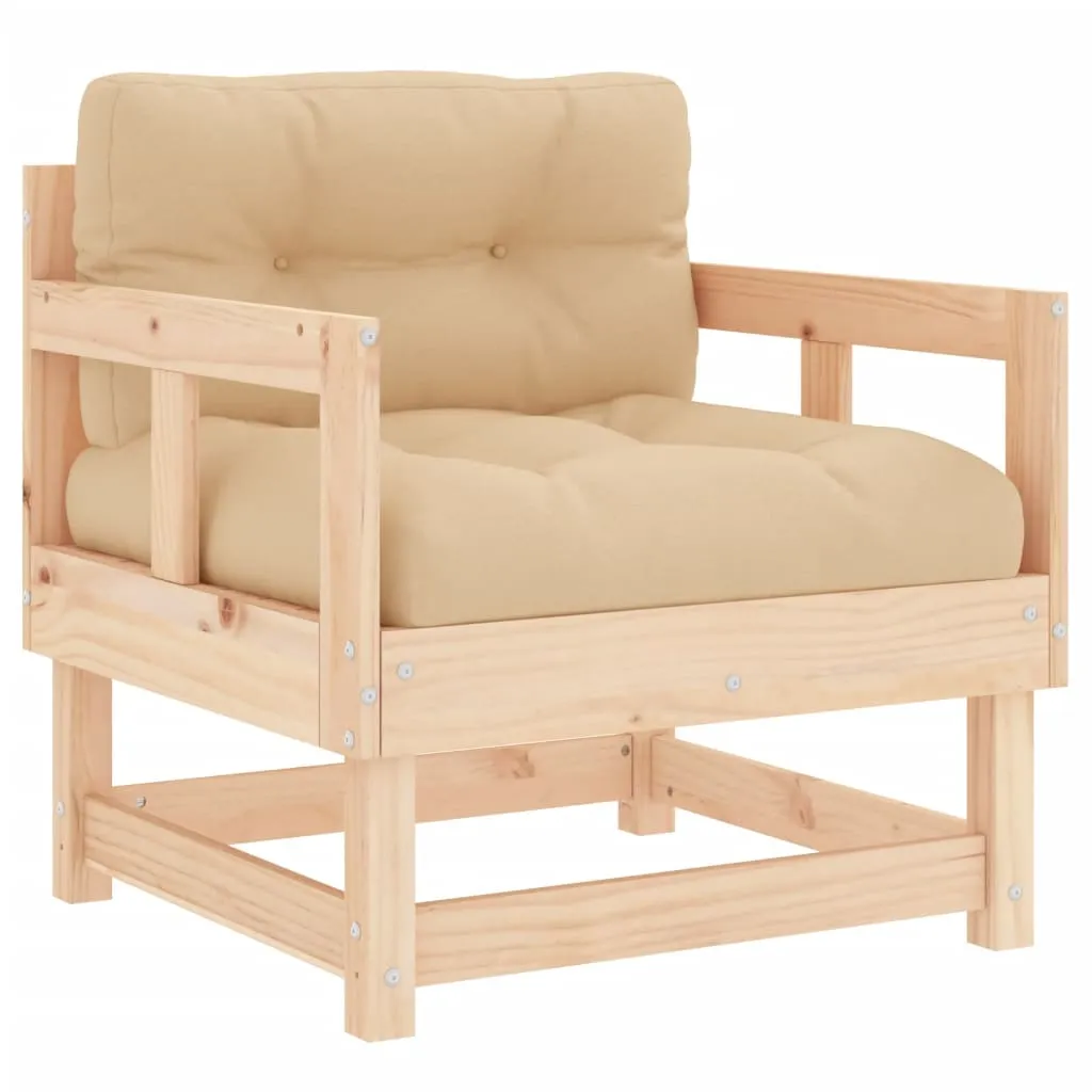 Patio Chairs with Cushions 2 pcs Solid Wood Pine