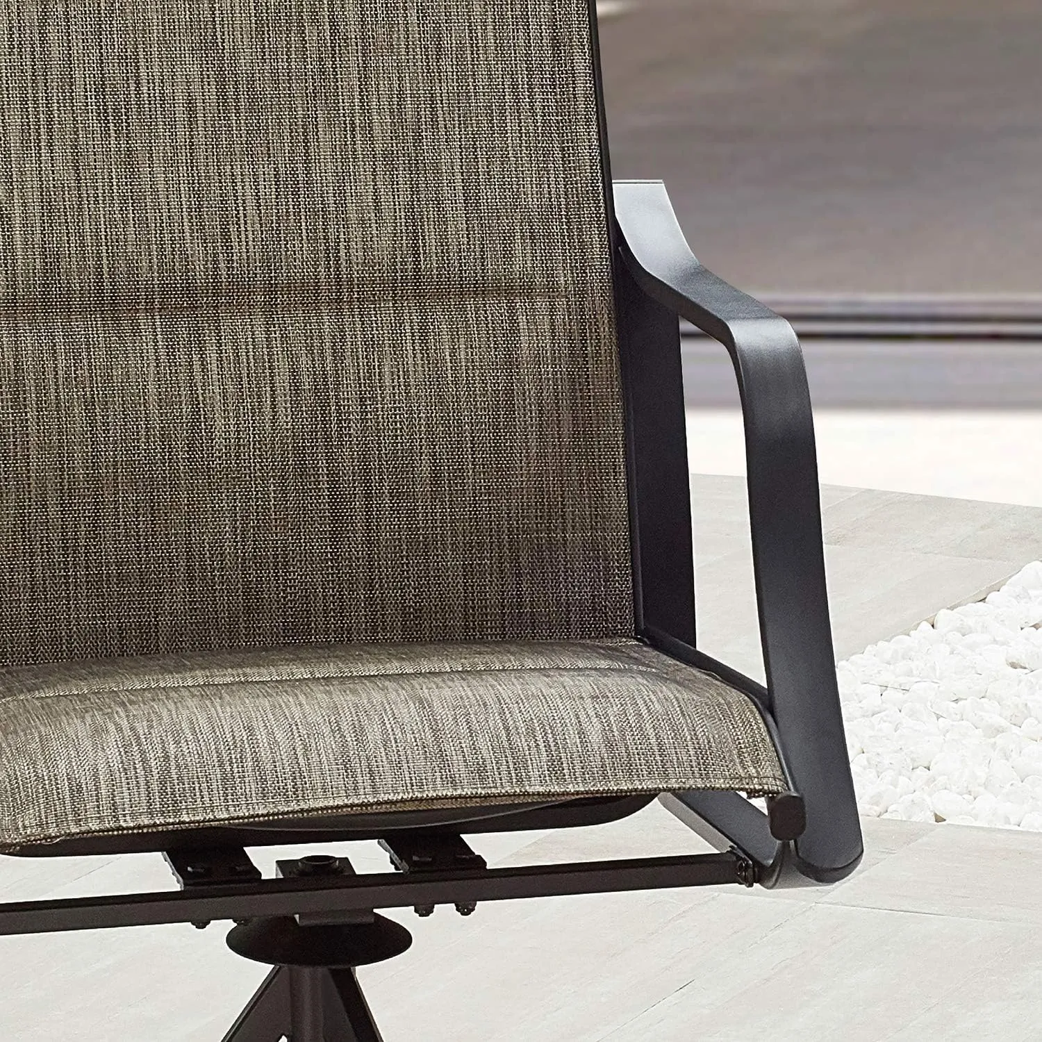 Patio Dining Chairs Textilene High Back Outdoor Swivel Rockers Set with All Weather Frame (Gray,Set of 2)