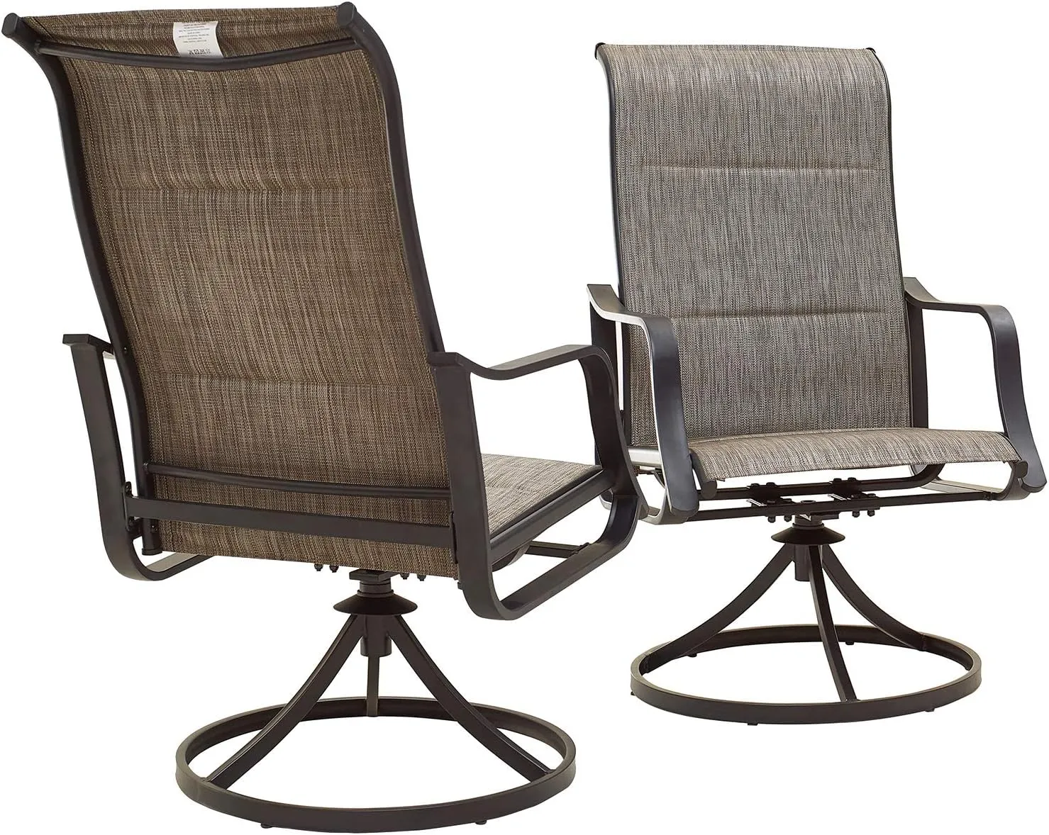 Patio Dining Chairs Textilene High Back Outdoor Swivel Rockers Set with All Weather Frame (Gray,Set of 2)