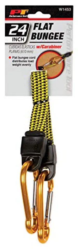 Performance Tool 24 In. Flat Bungee Cord With Carabiner