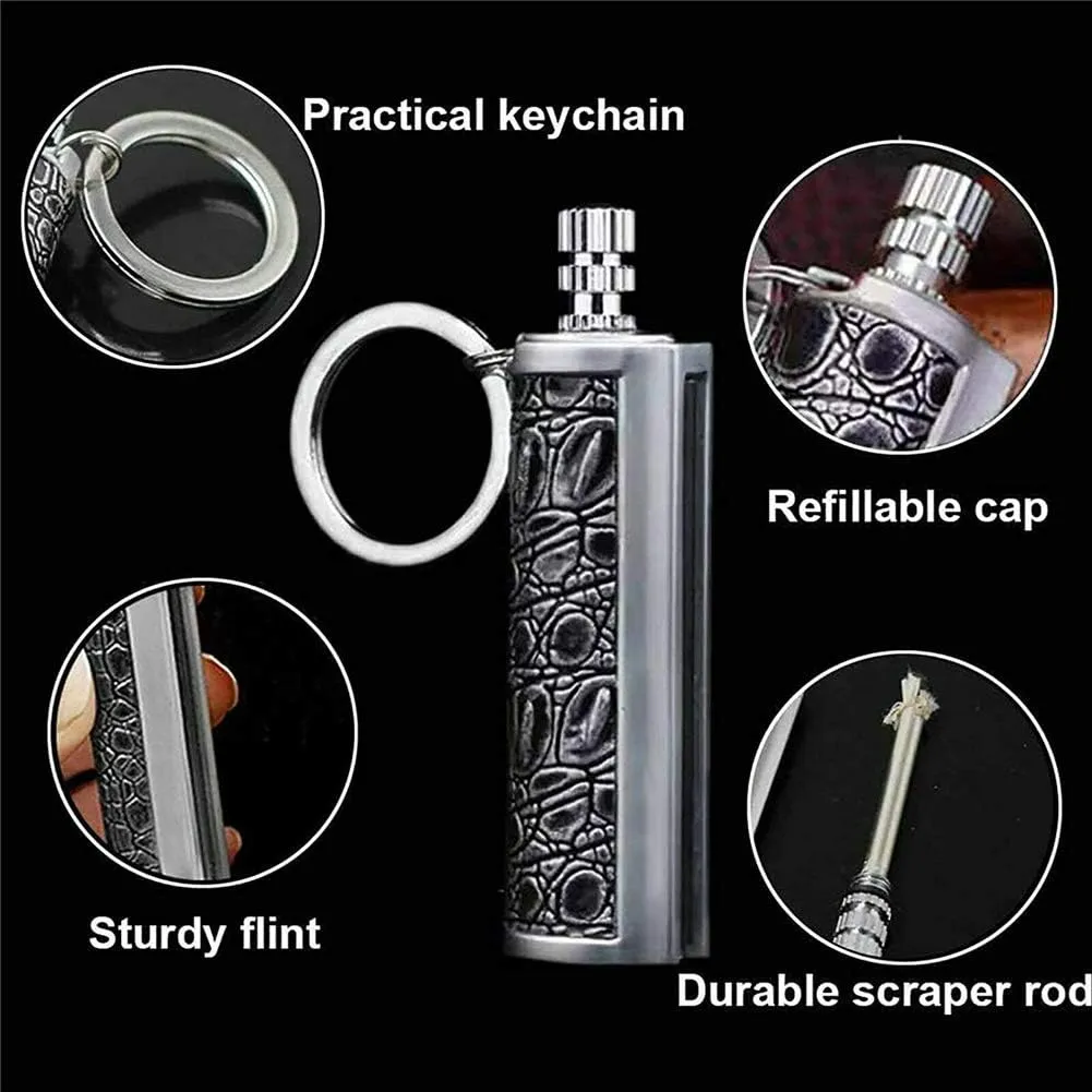 Permanent Match Flint Metal Keychain Lighter