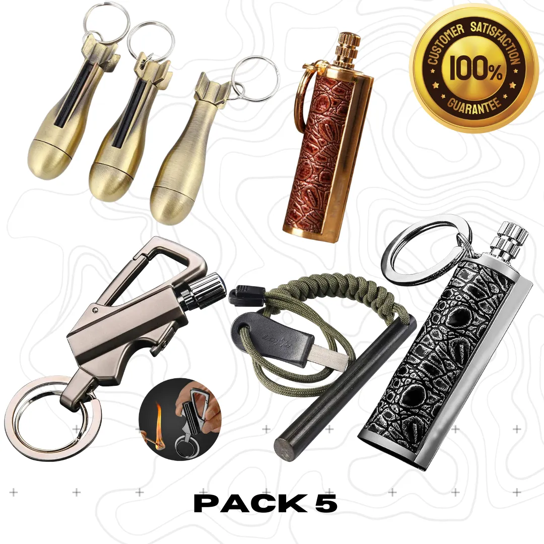 Permanent Match Flint Metal Keychain Lighter