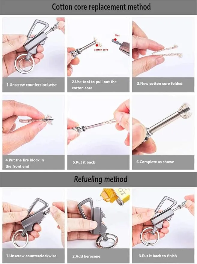 Permanent Match Flint Metal Matchstick Fire Starter with Bottle Opener, Emergency Survival Waterproof Keychain Lighter for Camping, EDC Gift Ideas – Black