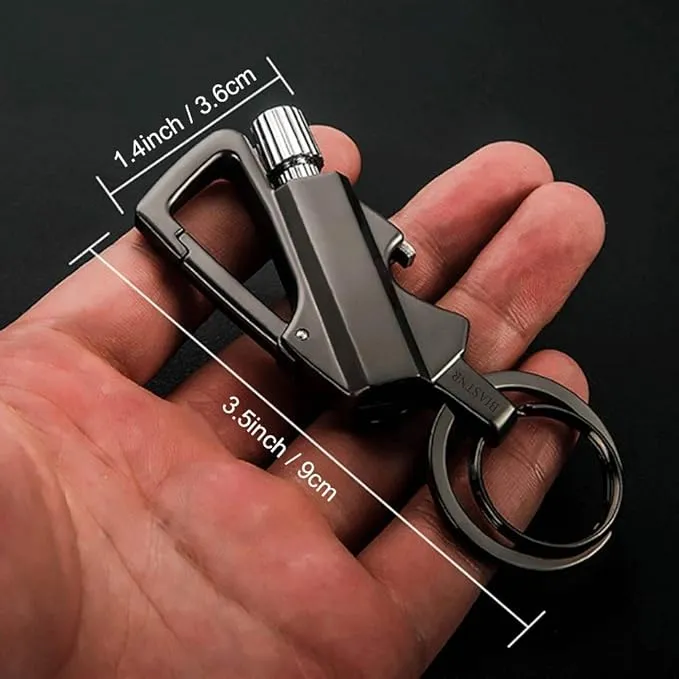 Permanent Match Flint Metal Matchstick Fire Starter with Bottle Opener, Emergency Survival Waterproof Keychain Lighter for Camping, EDC Gift Ideas – Black