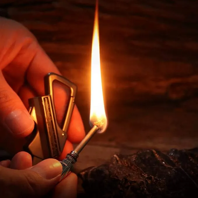 Permanent Match Flint Metal Matchstick Fire Starter with Bottle Opener, Emergency Survival Waterproof Keychain Lighter for Camping, EDC Gift Ideas – Black