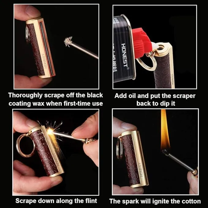 Permanent Match Keychain Lighter, Matchstick Flint Fire Starter for Outdoor Camping Emergency Survival Gear, Great Gift for Men Dad Husband