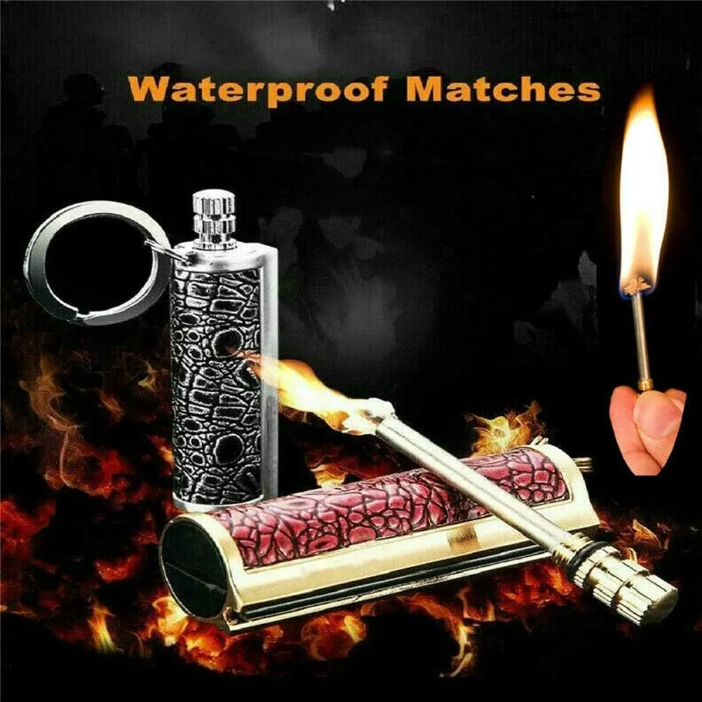 Permanent Metal Match with Gift Box, Waterproof Fire Starter Lighter, Flint Match Metal Keychain Camping Survival Kit, Reusable Survival Fire Starter Lighter, Red & Black Optional (Fuel Not Included)