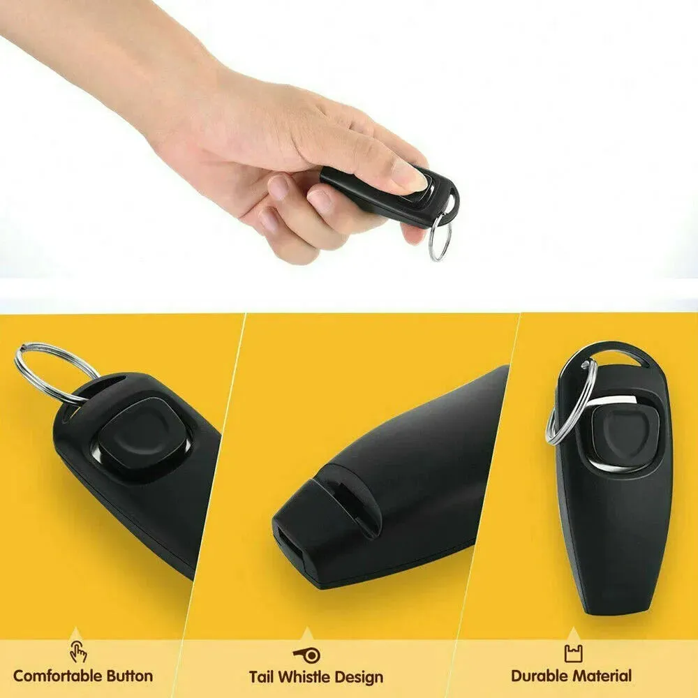 Pet Dog 2 In 1 Clicker and Whistle Obedience Agility Puppy Behaviour Training NEW 0-20kg NF