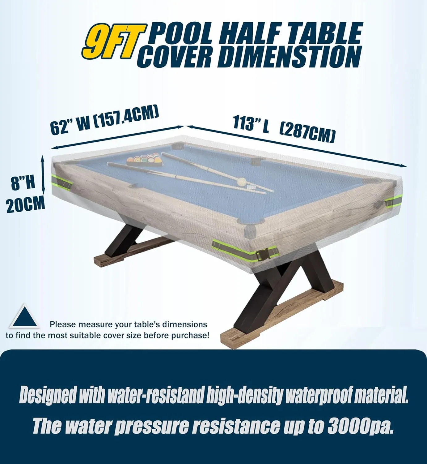 Pool Table Cover - Billiard Table Cover, 600D Waterproof Covers for Billiard Pool Table, Heavy Duty Scratched-Free UV Protection Snooker Furniture Table Cover
