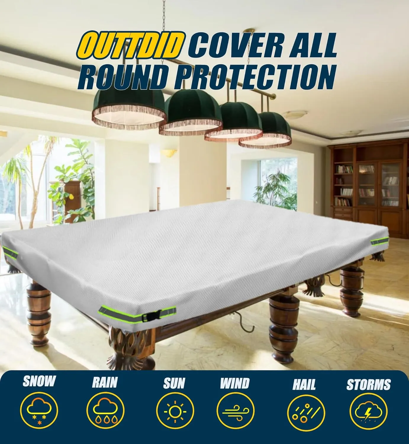 Pool Table Cover - Billiard Table Cover, 600D Waterproof Covers for Billiard Pool Table, Heavy Duty Scratched-Free UV Protection Snooker Furniture Table Cover