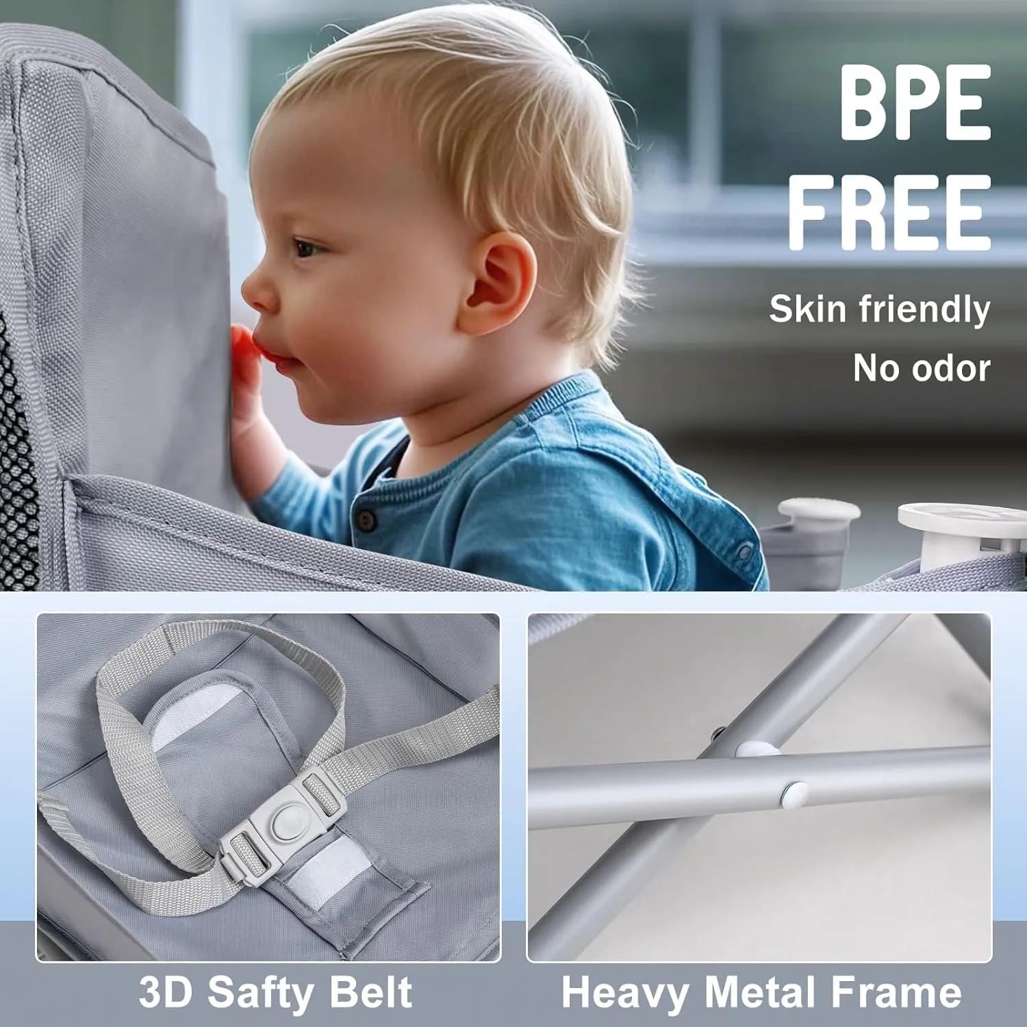 Portable 3-in-1 Baby Booster Seat – Cozy Floor Seat, Feeding Seat with Tray, Toddler Booster – Compact, Foldable, Safe with Child Safety Belt Carry Bag – Perfect for Travel & Family Time
