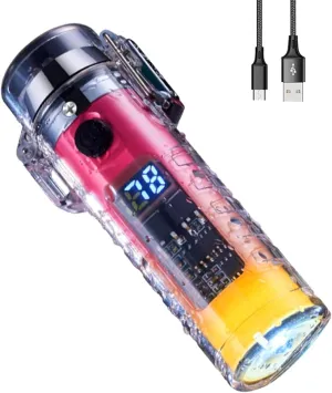 Portable Gradient Color Electric Lighter with Flashlight