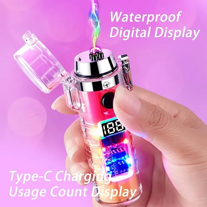Portable Gradient Color Electric Lighter with Flashlight