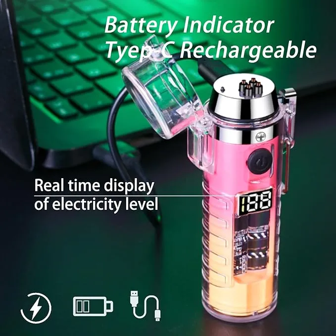 Portable Gradient Color Electric Lighter with Flashlight