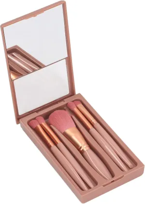 Portable Makeup Brush Set with 5 Brushes: Compact & Lightweight, Soft Synthetic Fibers, Easy to Hold & Use, Ideal for Beginners or Professionals