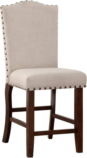 Poundex Letizia 2 Solid Wood Counter Height Chairs, Cream