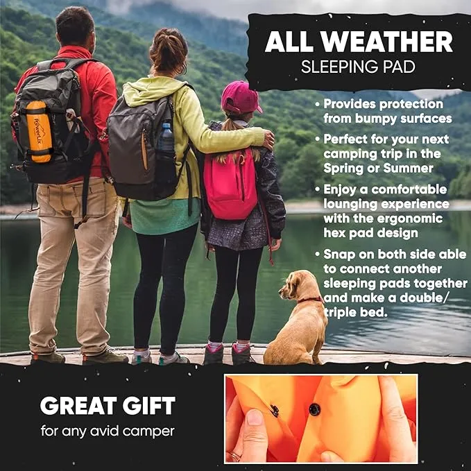 POWERLIX Ultralight Inflatable Sleeping Pad - Camping Mattress for Backpacking, Hiking with Bag, Repair Kit, Compact Sleeping Mat for Camping