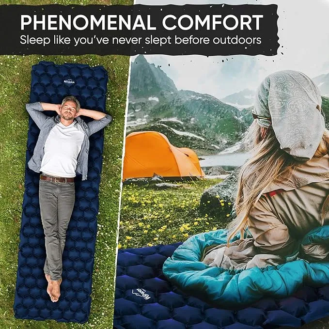 POWERLIX Ultralight Sleeping Pad for Camping with Inflating Bag, Carry Bag, Repair Kit – Compact Lightweight Camping Mat, Outdoor Backpacking Hiking Traveling Airpad Camping Air Mattress