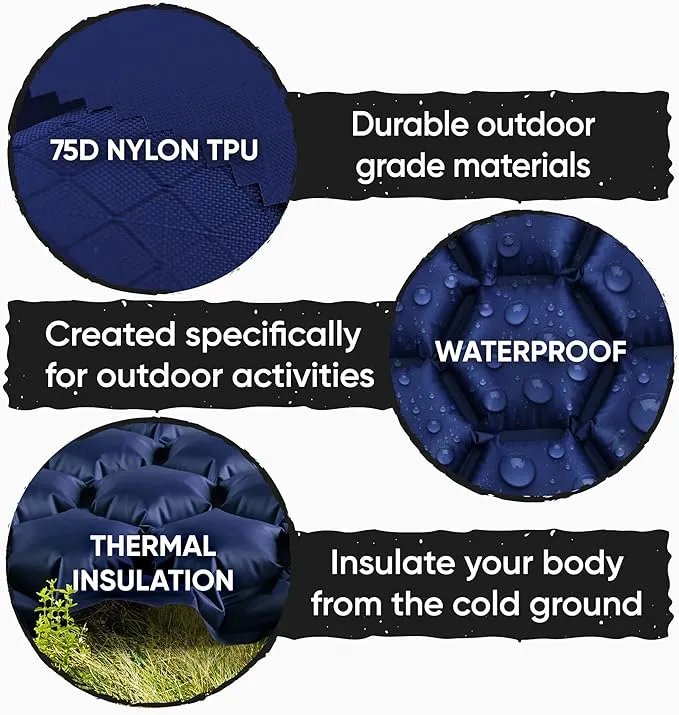 POWERLIX Ultralight Sleeping Pad for Camping with Inflating Bag, Carry Bag, Repair Kit – Compact Lightweight Camping Mat, Outdoor Backpacking Hiking Traveling Airpad Camping Air Mattress