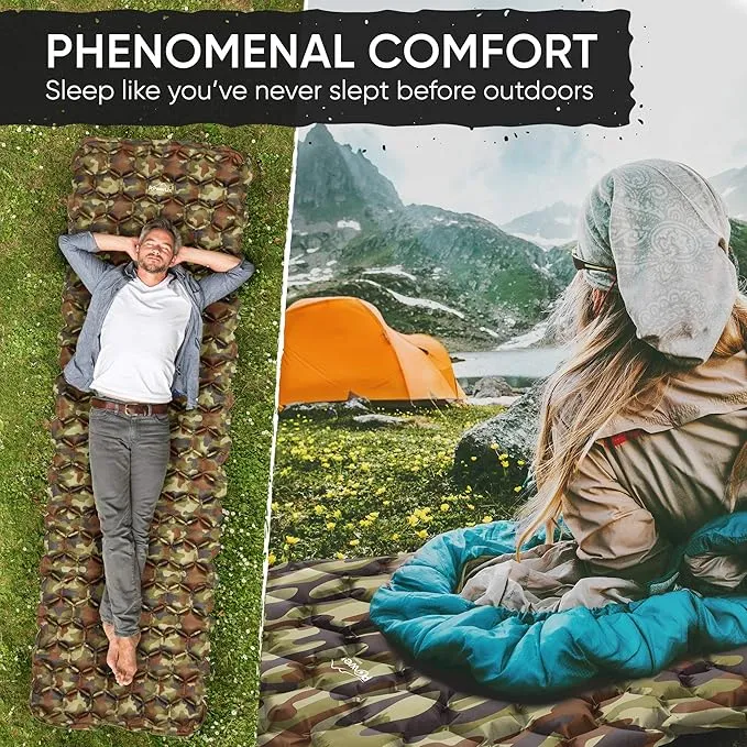 POWERLIX Ultralight Sleeping Pad for Camping with Inflating Bag, Carry Bag, Repair Kit – Compact Lightweight Camping Mat, Outdoor Backpacking Hiking Traveling Airpad Camping Air Mattress