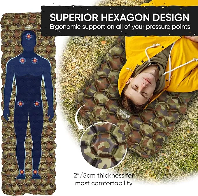 POWERLIX Ultralight Sleeping Pad for Camping with Inflating Bag, Carry Bag, Repair Kit – Compact Lightweight Camping Mat, Outdoor Backpacking Hiking Traveling Airpad Camping Air Mattress