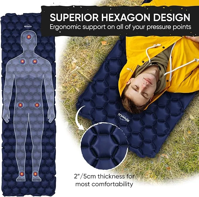 POWERLIX Ultralight Sleeping Pad for Camping with Inflating Bag, Carry Bag, Repair Kit – Compact Lightweight Camping Mat, Outdoor Backpacking Hiking Traveling Airpad Camping Air Mattress