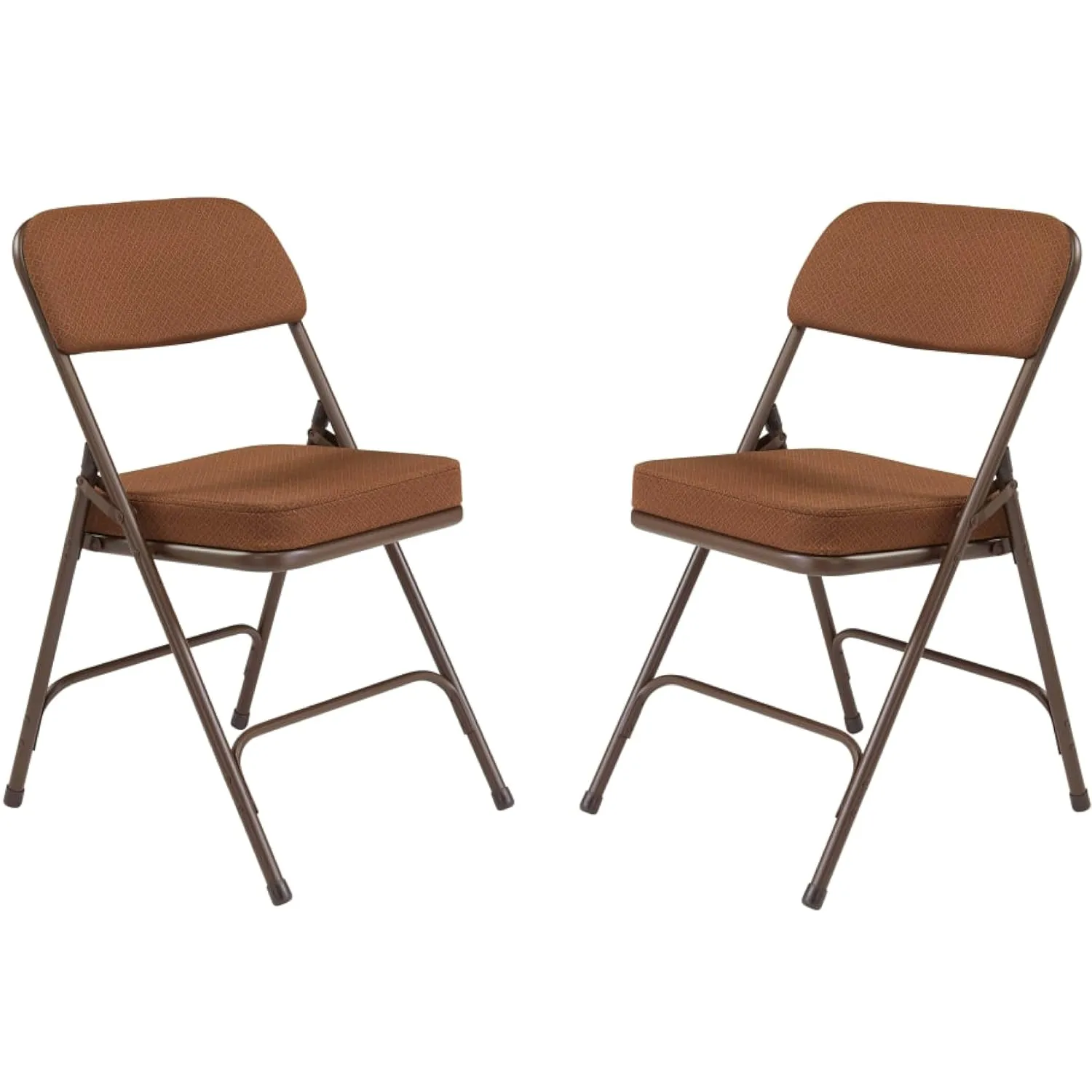 Premium Cushioned Portable Folding Chairs by National Public Seating – 3200 Series Upholstered, Heavy-Duty Foldable Chairs for Indoor & Outdoor Use – Set of 2, Comfortable & Durable, Gold with Brown Frame