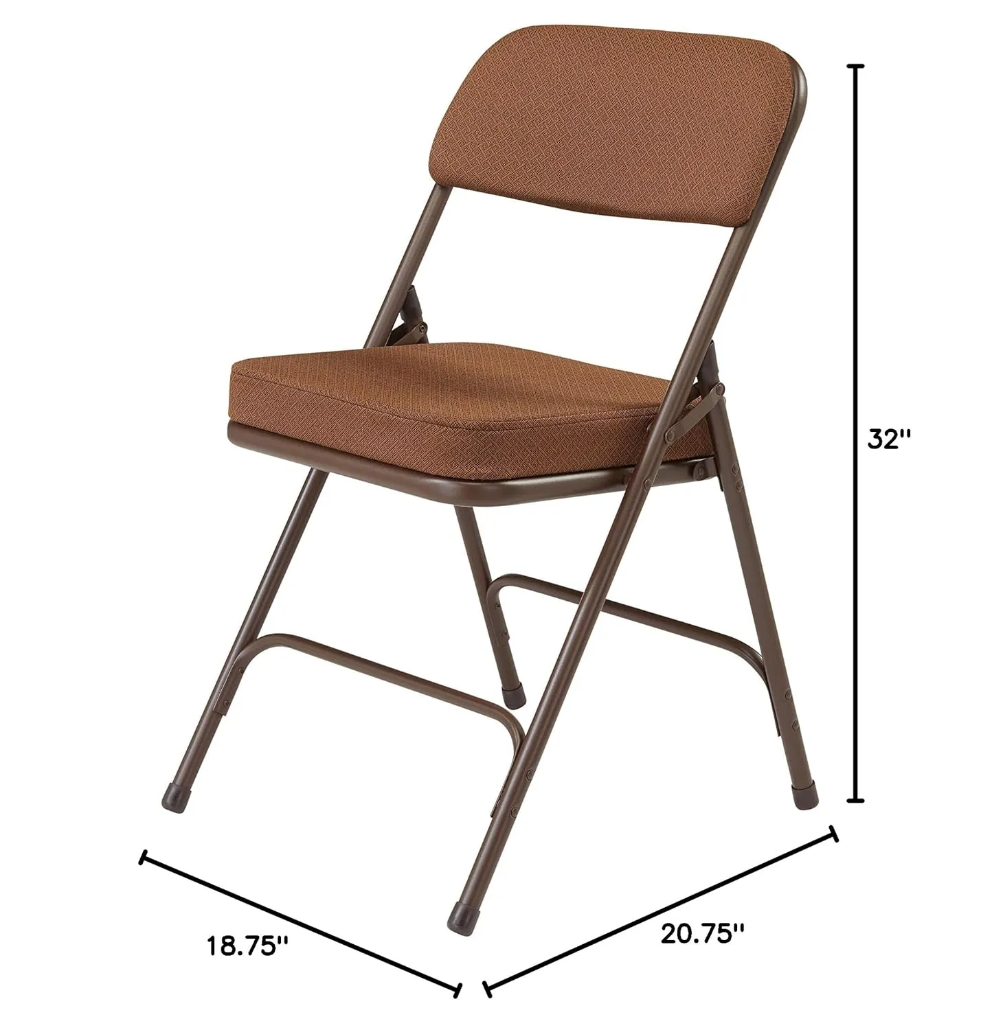 Premium Cushioned Portable Folding Chairs by National Public Seating – 3200 Series Upholstered, Heavy-Duty Foldable Chairs for Indoor & Outdoor Use – Set of 2, Comfortable & Durable, Gold with Brown Frame