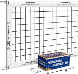 Professional Volleyball Net,Official Size 32×3.3FT,Equipped with Double Steel Cables with 3.3FT Double Side Bars,Portable Volleyball Net for Backyard,School,Courts(PRO)