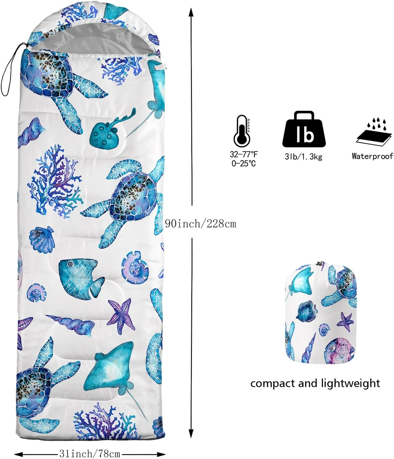 QOOMO Camping Sleeping Bags,3 Season Warm & Cool Weather,Lightweight,Waterproof Sleeping Bags for Adults & Kids,Traveling,and Outdoors,Camping Gear Equipment