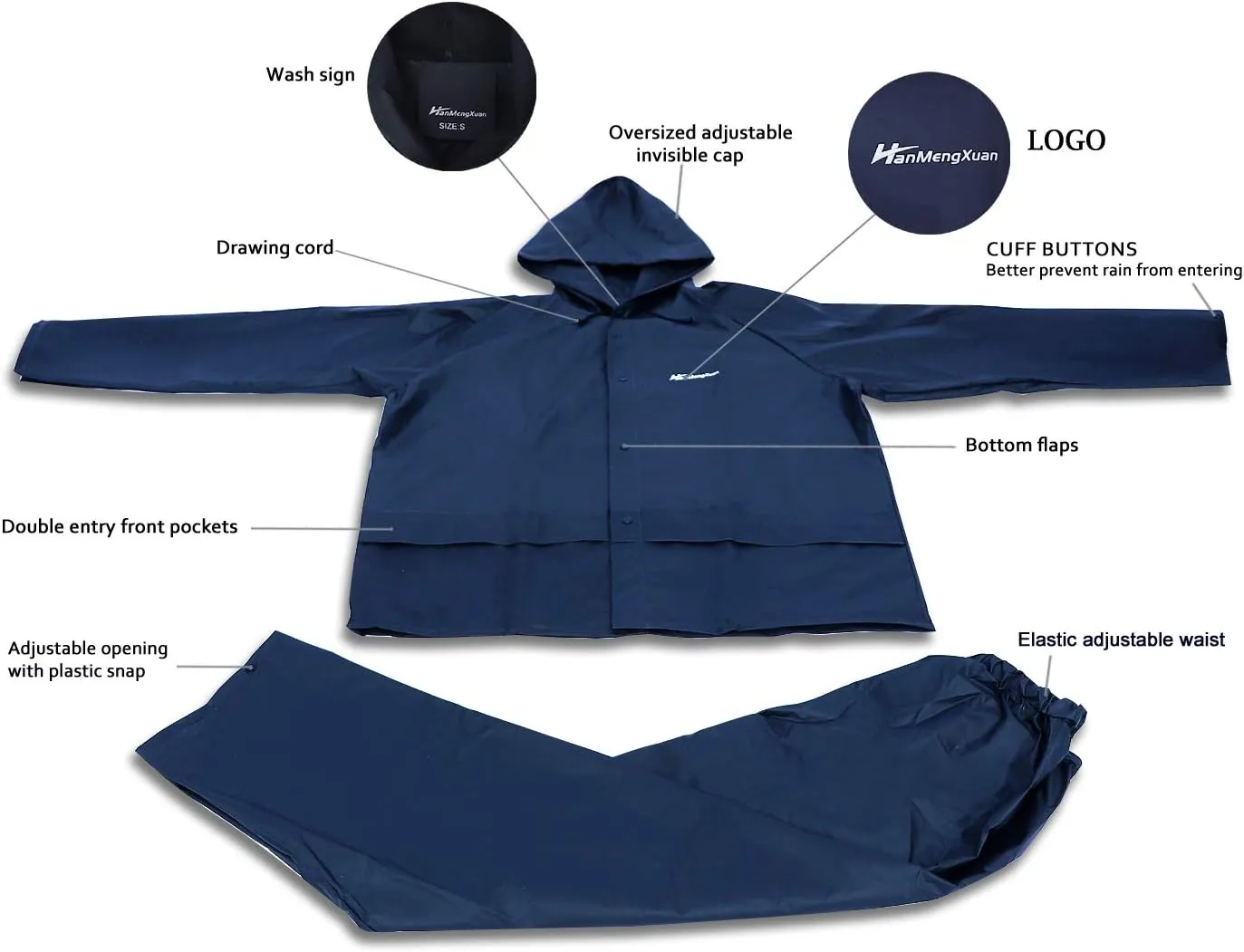 Rain Suit for Men Women EVA Ultra-Lite Waterproof Protective Rain Coat Jacket with Pants Rain Gear Workwear