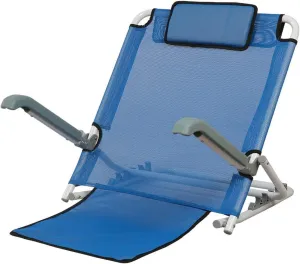 Reclining Beach Mat, Adjustable Bed Backrest Beach Chair with Pillow, Portable Folding Beach Mat, Breathable Beach Leisure Chair, for Outdoor Beach(Blue)