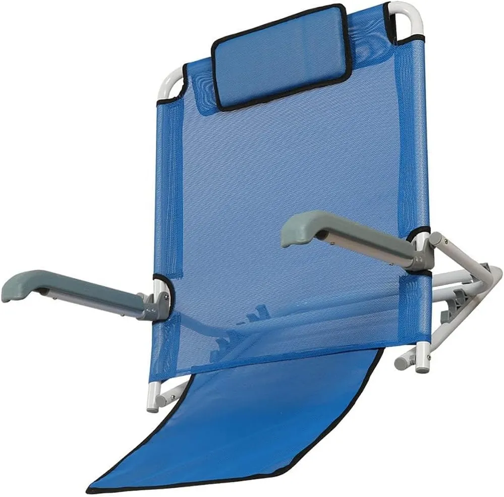 Reclining Beach Mat, Adjustable Bed Backrest Beach Chair with Pillow, Portable Folding Beach Mat, Breathable Beach Leisure Chair, for Outdoor Beach(Blue)