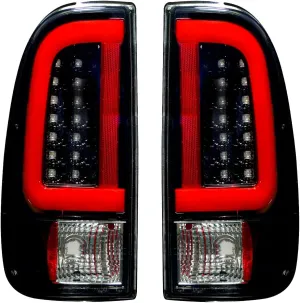 RECON - Fits 2008-2016 Ford Super Duty (F250, F350, F450, F550) Premium Ultra Bright OLED Tail Lights Red Turn Signals, Brake Lights, Running Lights (SMOKED LENS)