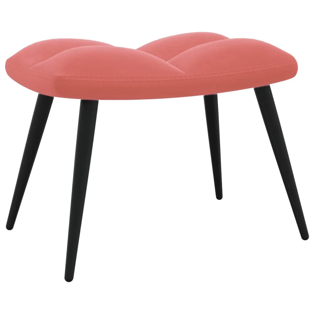 Relaxing Chair with a Stool Pink Velvet