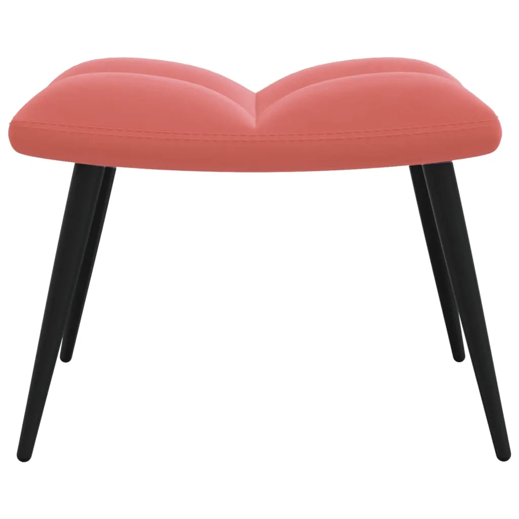 Relaxing Chair with a Stool Pink Velvet