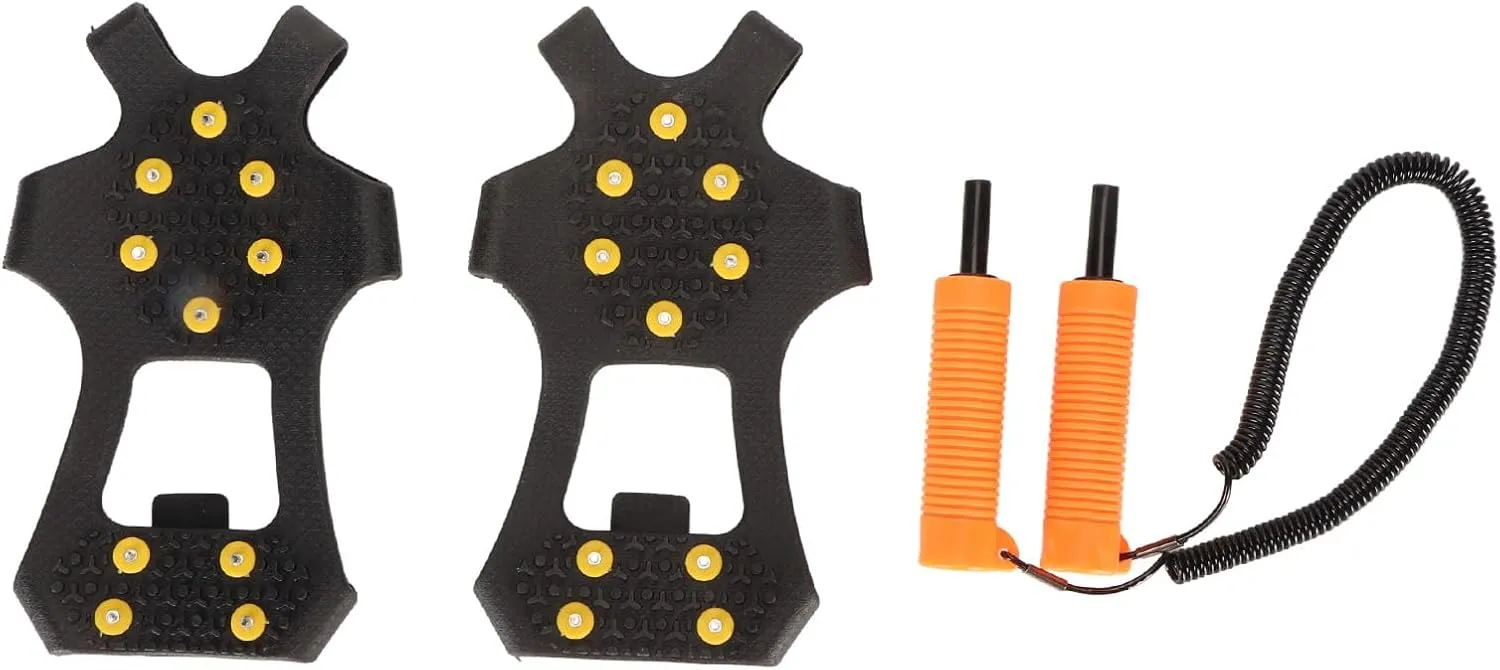 Retractable Ice Awls, Shoe Spikes Ice Grip Practical ABS Stainless Steel Rubber Anti Slip for Winter Outdoor Sports (L)