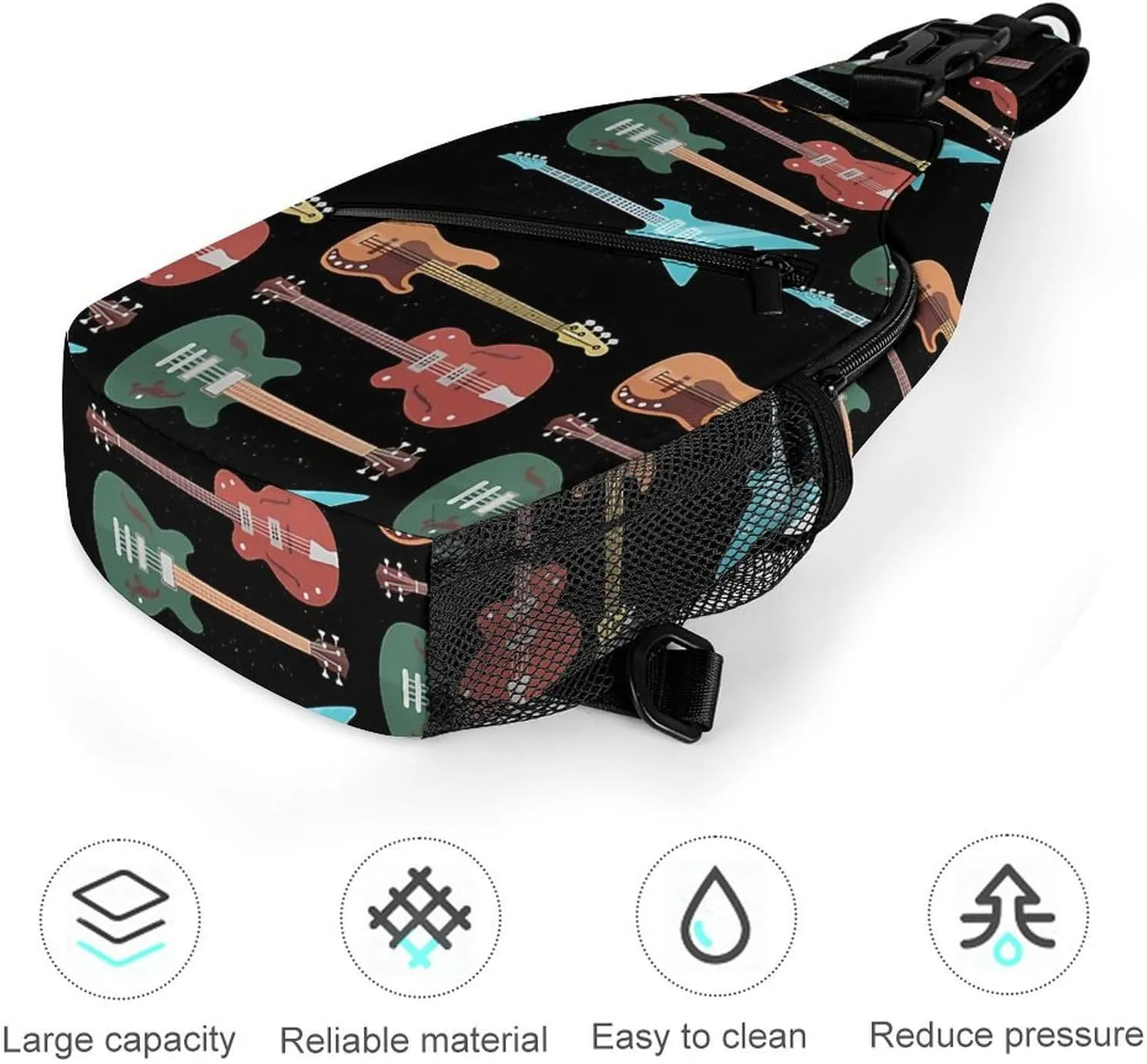 Retro Bass Guitar A Spacious And Large Capacity Portable Adjustable Chest Bag