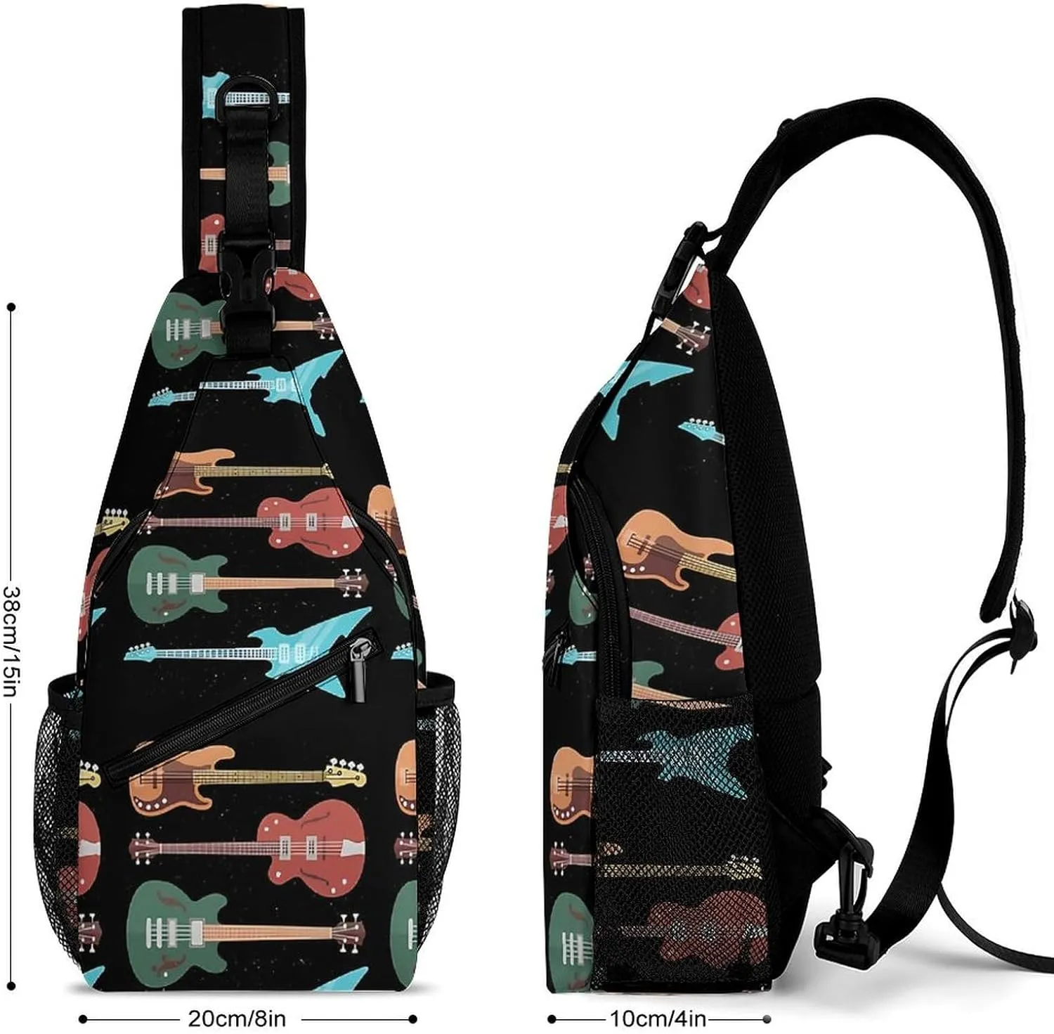 Retro Bass Guitar A Spacious And Large Capacity Portable Adjustable Chest Bag