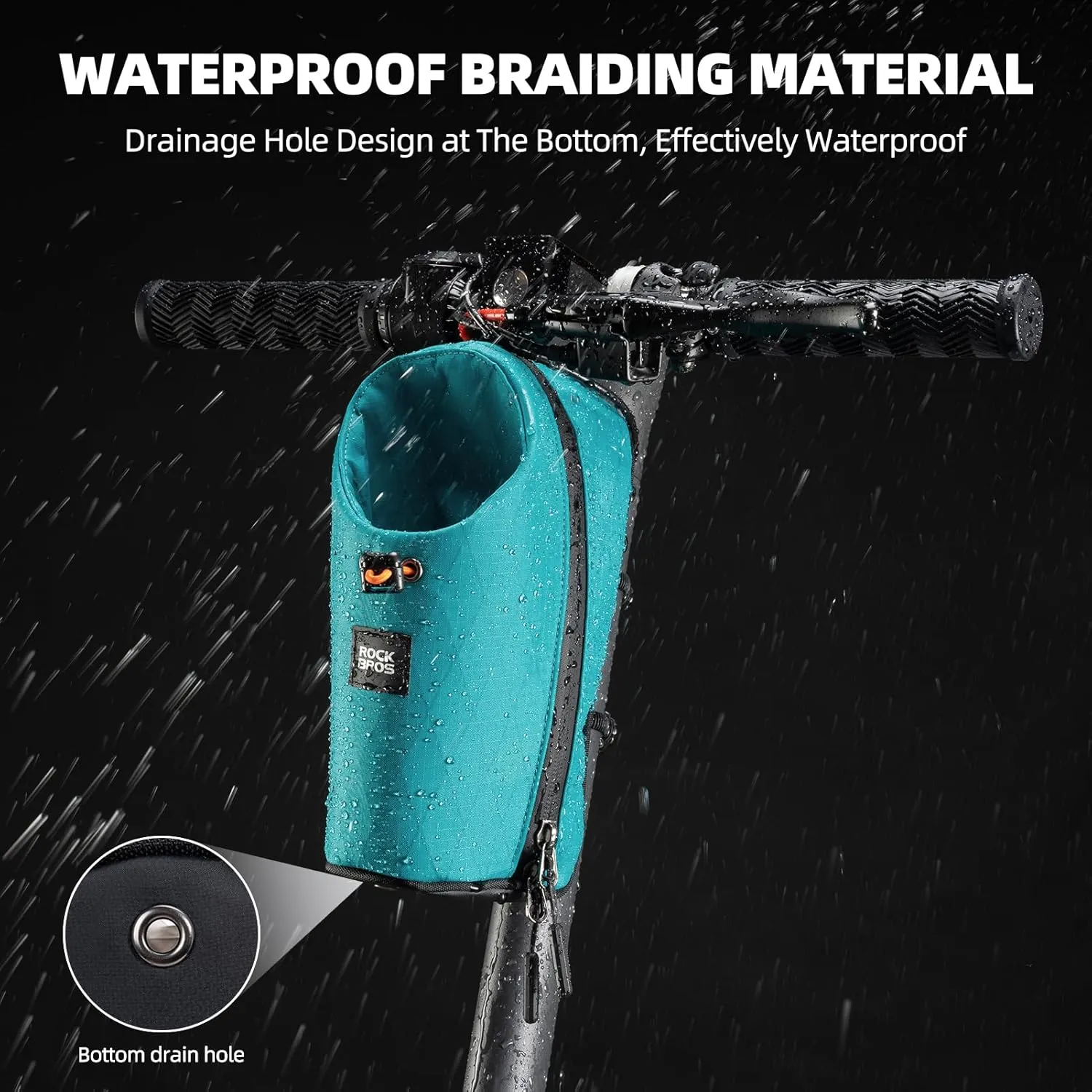 ROCKBROS Electric Scooter Bag, Bike Handlebar Bag with External Water Bottle Holder, Prorietary Magnetic Snap 1.5L Storage Bag for Electric Scooters, Ebike and Folding Bicycles, Blue