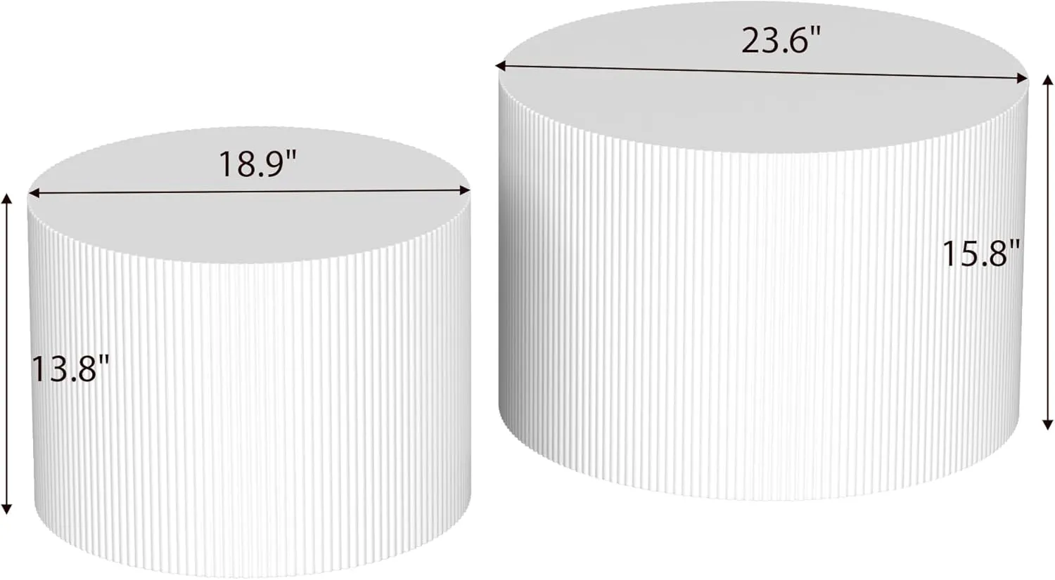 Round Coffee Table Set of 2, Modern Wooden White Nesting Coffee Tables for Living Room, No Assembly Required Circle Side Tables Set Accent End Table for Bedroom, Balcony